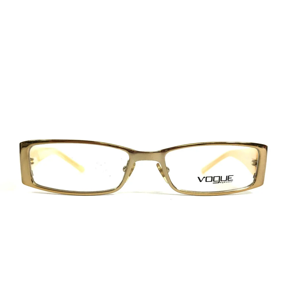 Vogue Eyeglasses Frames VO3660-B 847 Yellow Gold Rectangle Crystals 51-16-130